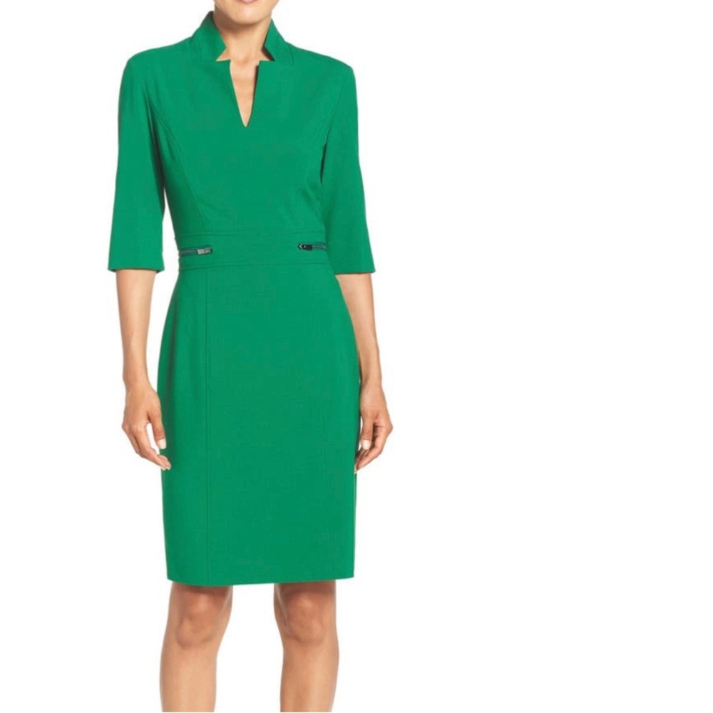 Tahari Zipper Accent Sheath Dress
